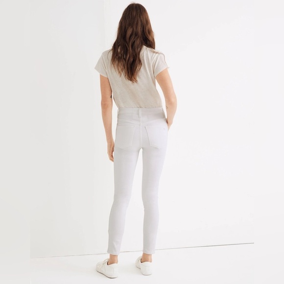 Madewell 10" High-Rise Skinny Crop Jeans Pure White Button-Front Edition Size 26 - Picture 3 of 14